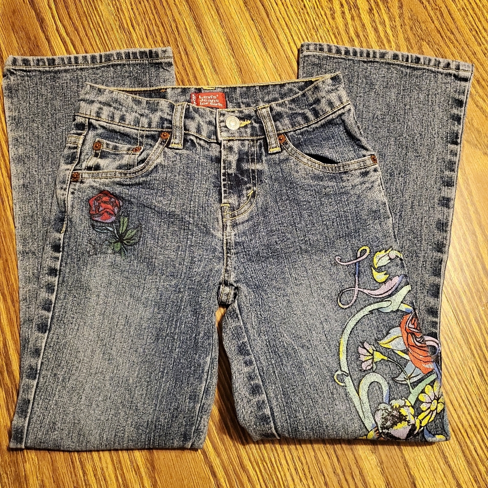 Levi's Rose Print Denim Girls Jeans 8